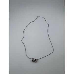 Sterling Silver 925 Infinity Symbol Love Knot Pendant Necklace w Pave Set Stones